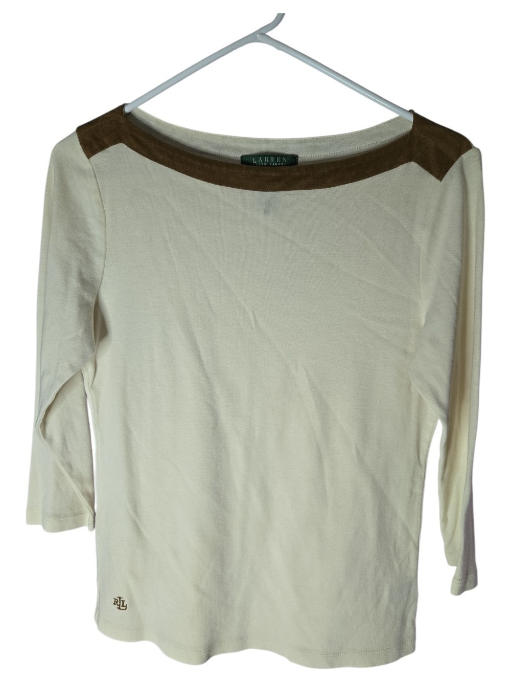 Lauren Ralph Lauren Cream Top with Brown Trim